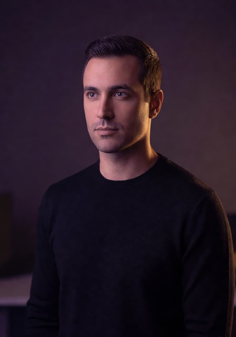 Founder portrait AI headshot result inside the SelfAI Web App