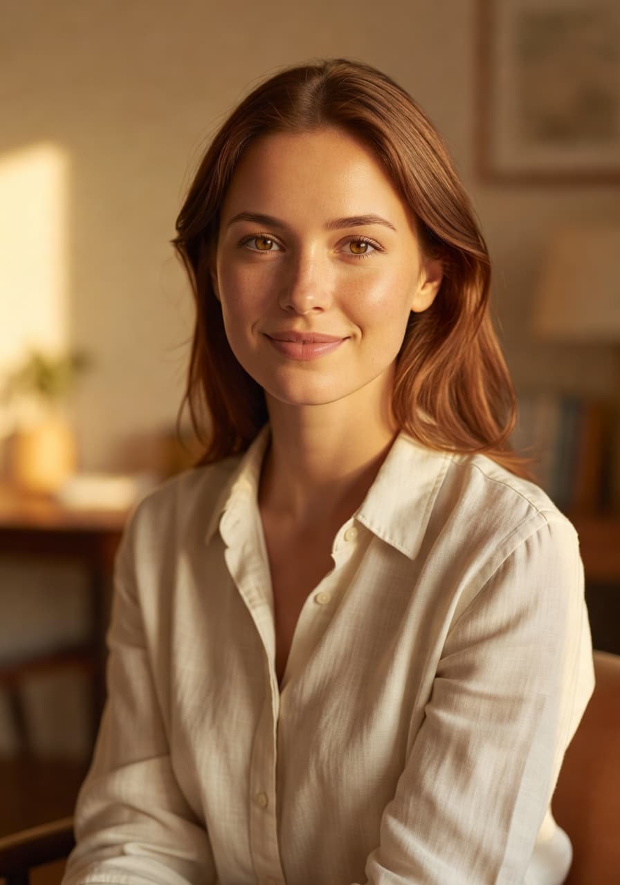 Natural-light AI headshot result inside the SelfAI Web App