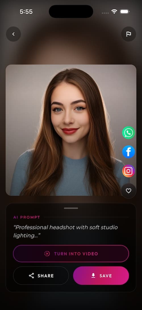 Generate AI headshots step inside the SelfAI AI Photo Studio app